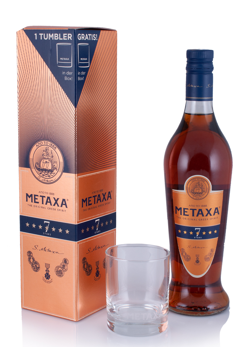 Brandy Metaxa 7 Stele + Pahar 40% (0.7L)