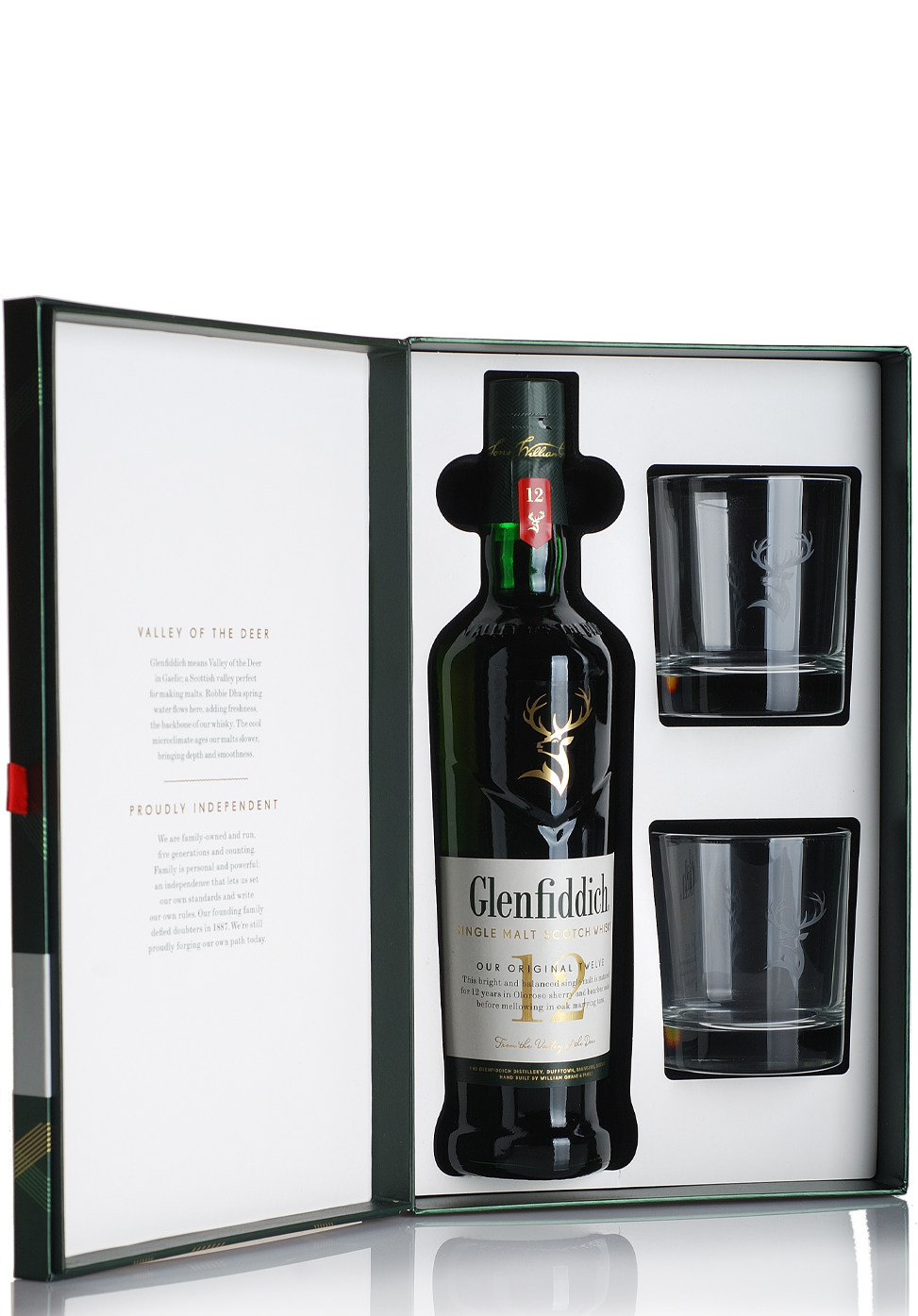 Whisky Glenfiddich 12 ani Single Malt + 2 pahare 43% (0.7L)